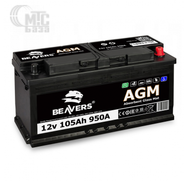 Аккумуляторы Аккумулятор Beavers 6СТ-105 AGM АзЕ R (60502)   950A 392x175x190мм  Польша