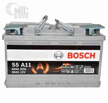 Аккумуляторы Аккумулятор Bosch S5 AGM 6СТ-80 R  [S5A11]  EN800 А 315x175x190mm
