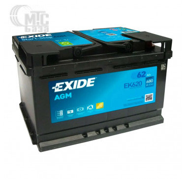 Аккумулятор Exide Start-Stop AGM 6CT-62 R [EK620] EN680 А 242x175x190мм