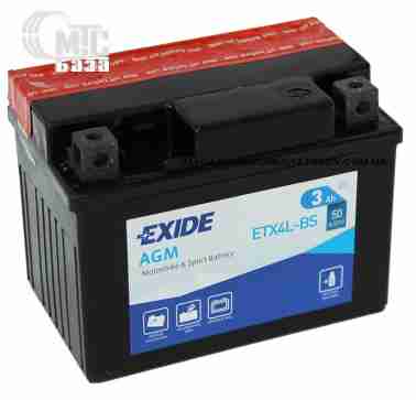 Аккумуляторы Аккумулятор на мотоцикл Exide AGM [ETX4L-BS]  R EN50 А 113x70x85мм