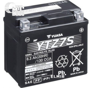 Аккумулятор на мотоцикл GS Yuasa AGM  MF VRLA  Battery [YTZ7S] 6СТ-6,3 Ач R EN130 А 113x70x105 мм