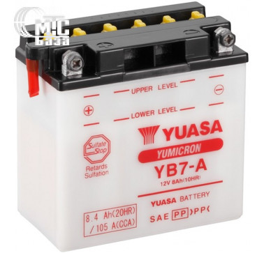Аккумулятор на мотоцикл Yuasa Yumicron [YB7-A] 6СТ-8,4 Ач R EN105 А 136x75x133мм
