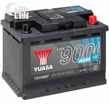 Аккумуляторы Аккумулятор  Yuasa  AGM Start Stop Plus Battery   [YBX9027] 6СТ-60 Ач R EN680 А 242x175x190мм