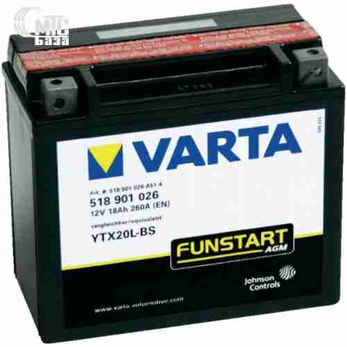 Аккумулятор на мотоцикл Varta Funstart AGM [508012008] 6СТ-8 Ач L EN80 А